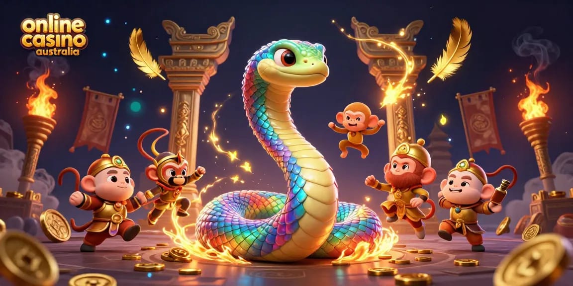 Experience thrilling action at online casino Australia with vibrant gaming characters and dynamic elements.