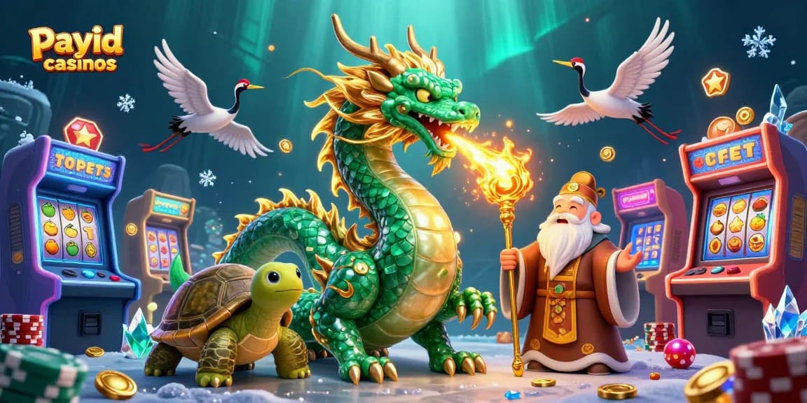Experience thrilling gameplay at payid casinos with a vibrant dragon and unique game elements.