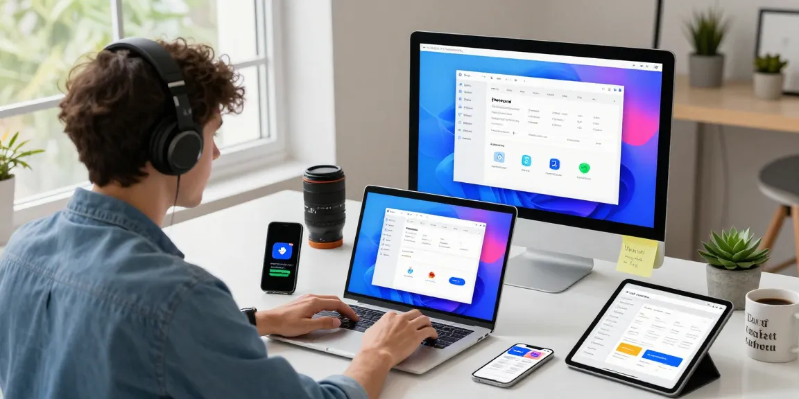 WPS Download scene showing user downloading software on a laptop in a modern workspace