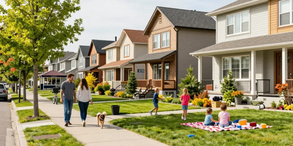 Families enjoying a sunny day in one of the best Edmonton neighborhoods.