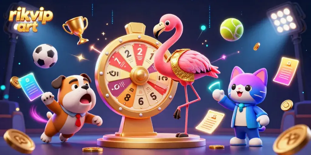 Engage with the exciting atmosphere of rikvip art featuring vibrant casino elements in a detailed 3D illustration.